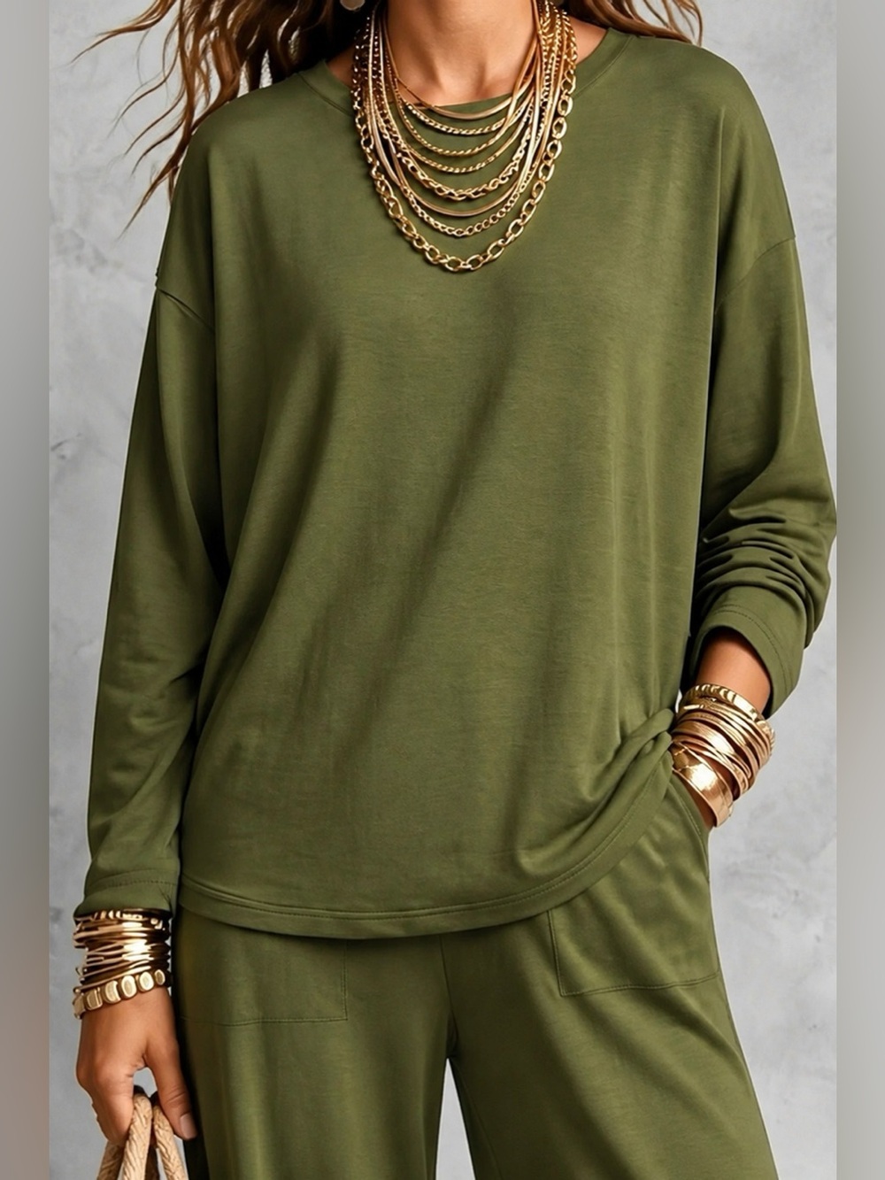 Long Sleeve Top and Wide-Leg Pants Set - Picture 6 of 7